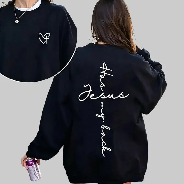 Jesus Has My Back Sweatshirt Lightweight Breathable Fabric