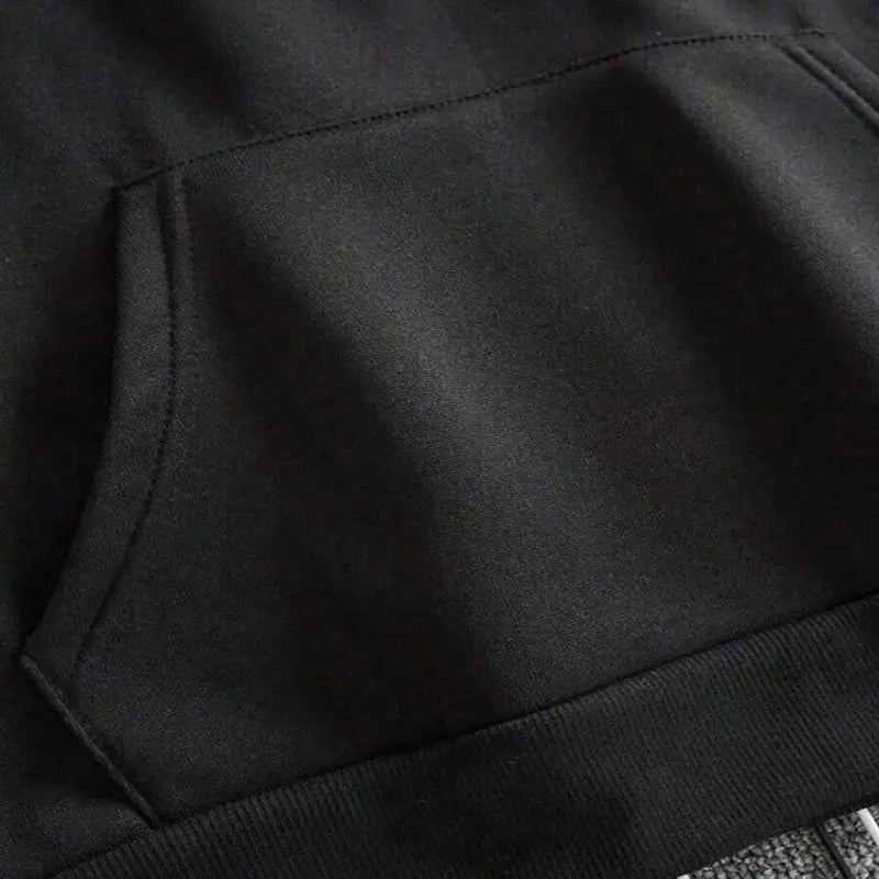 Men’s Stylish Black Hooded Sweatshirt (1 Piece) - Menswear Top, Goat-Inspired Letter Print, Plain Basics, Drop Shoulder Relaxed Fit, Drawstring Hood, Front Kangaroo Pocket, Soft Fabric, American Trend Long-Sleeve Pullover, Joggers Compatible